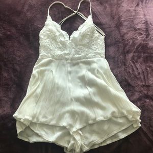 Lulus Star spangled Ivory Backless lace romper